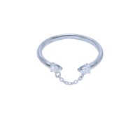 Elegant CZ Stone With Chain Silver Ring NSR-4193